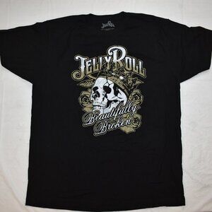 Jelly Roll Mens Beautifully Broken Crowned Skull Graphic Black Shirt New